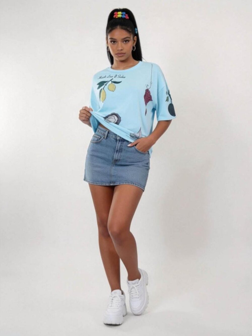 Cherie Code Graphic Tee Hook Line And Sinker Women's XL NWT Blue - Picture 3 of 7